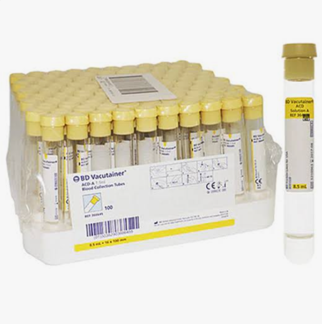 BD Vacutainer Glass Blood Collection Tubes with Acid Citrate Dextrose (ACD), Box/100