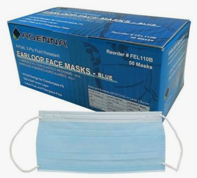 Procedure Earloop Mask, 3-Ply, Meets ASTM Level 3 Standards, Box/50
