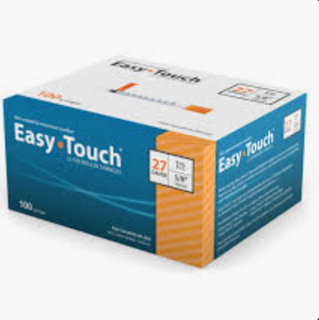 1mL, 27G x 0.5", Insulin Syringes, EasyTouch