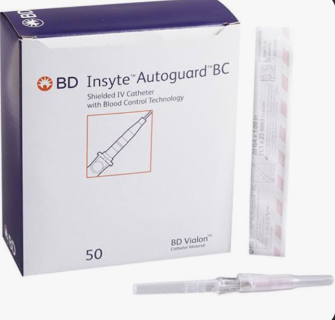 22G x 1", BD Insyte, Case/4, Blood Control IV Catheters, Blue