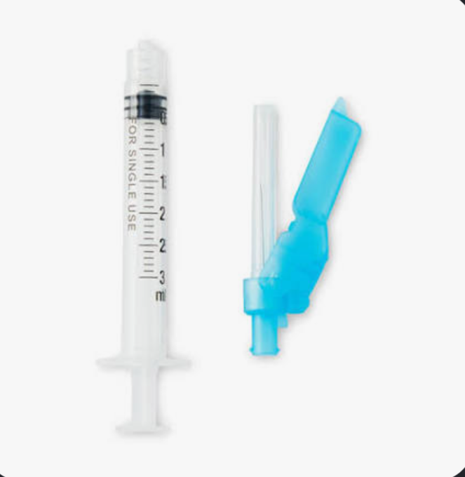 3 mL, 23G x 1", Box/100, Safety Syringes w/ Needle, Luer-Lock