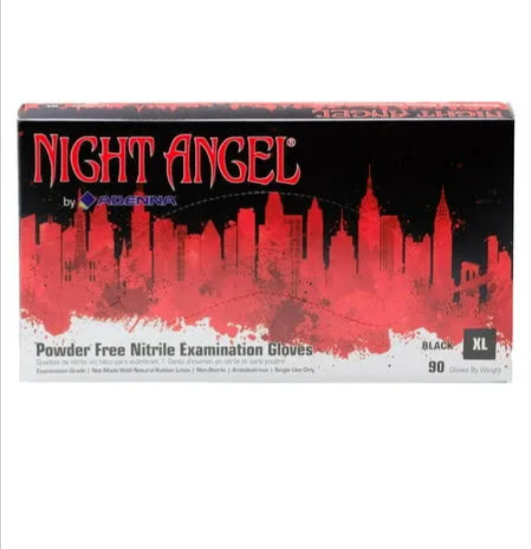 XL, 4 mil, Night Angel Nitrile Gloves, Black, Box/100