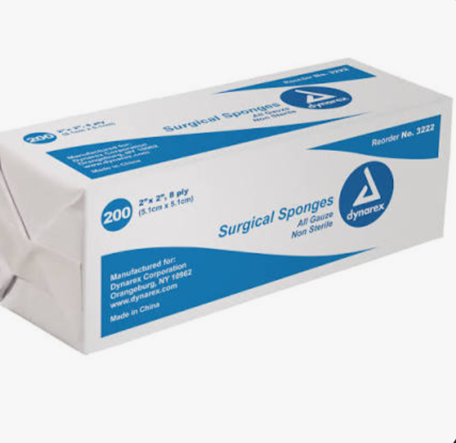 Gauze, Non-Sterile, 2"x 2" 8 Ply, 200/Pack