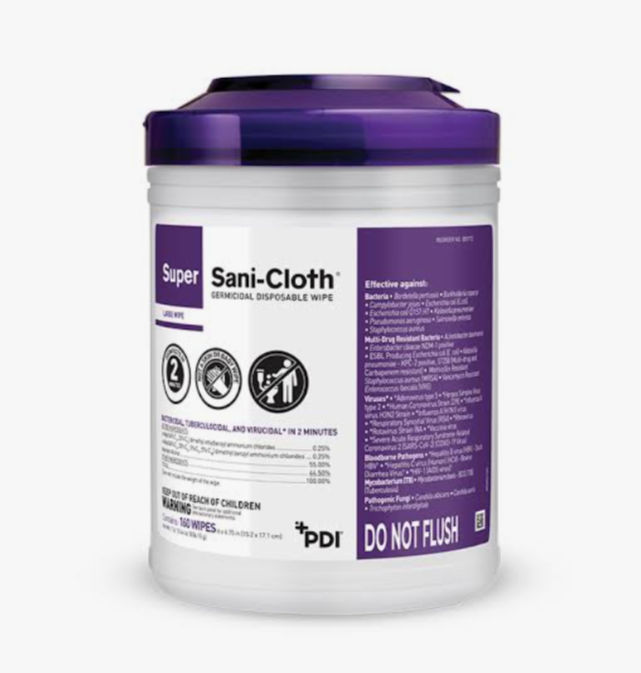 Germicidal Disposable Wipe, Large Canister, 6" x 6.75", 160/canister