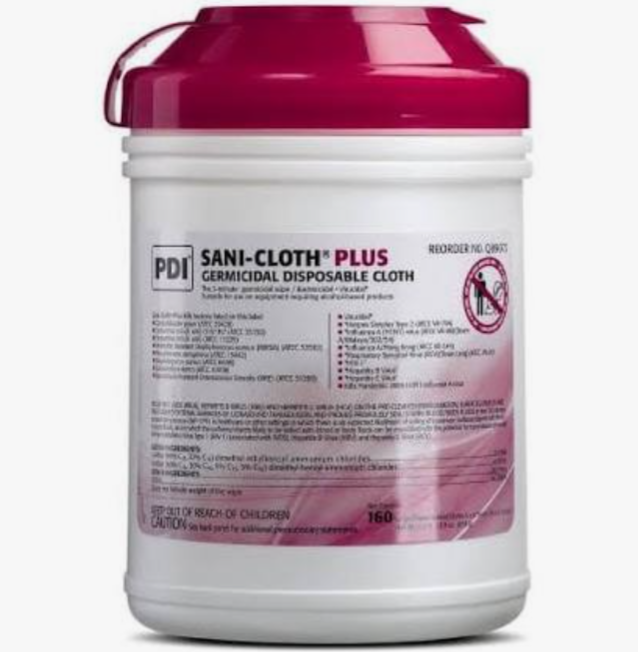 Sani-Cloth Plus Germicidal Disposable Cloths wipes, 6" x 6.75", 160 Cloths/Container