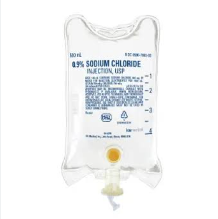 500 mL, 0.9% Sodium Chloride (NS), 24/Box, ICU Med, NDC: 0990-7983-03