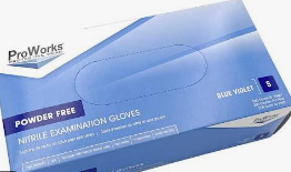 Small, 3 mil, Nitrile, ProWorks Exam Gloves, PF, Blue, 100/Box