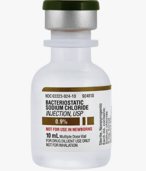 10 mL, Bacteriostatic Sodium Chloride Injection, 0.9% Multidose Vial, Fresenius Kabi, Box/25