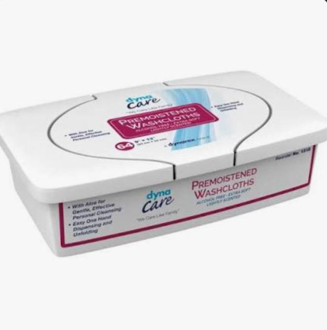 Personal Cleansing Wet Wipes, 9" x 13" - 64 Wipes/ Tub