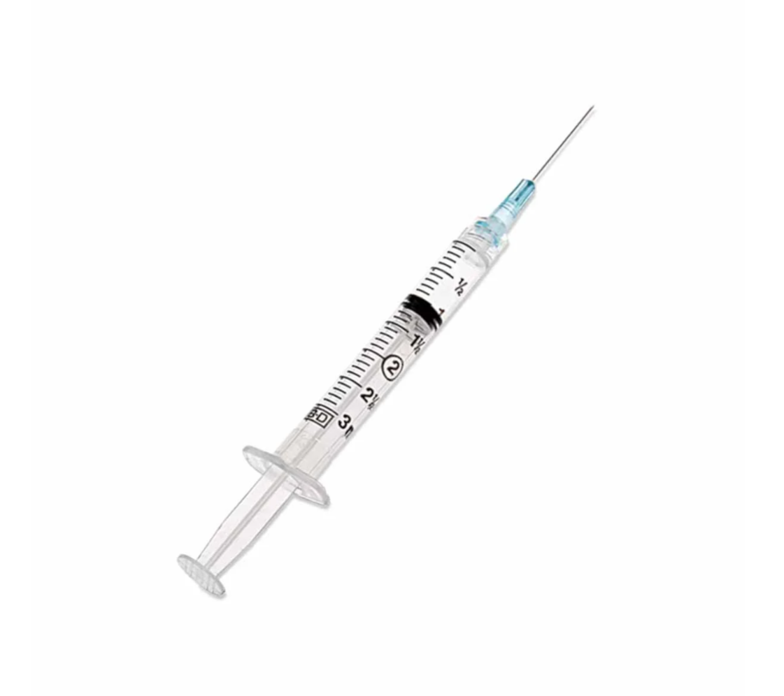 3 mL, 23G x 1.5", Box/100, Safety Syringes w/ Needle, Luer-Lock