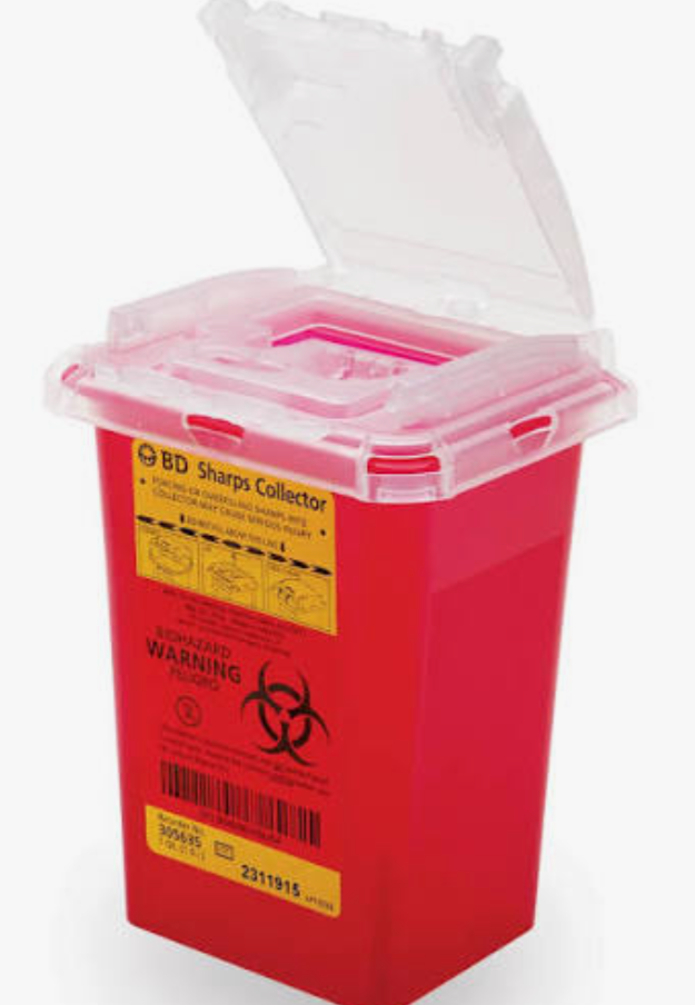 1 qt, Each, Sharps Container, Phlebotomy, Vertical Entry Lid, Red