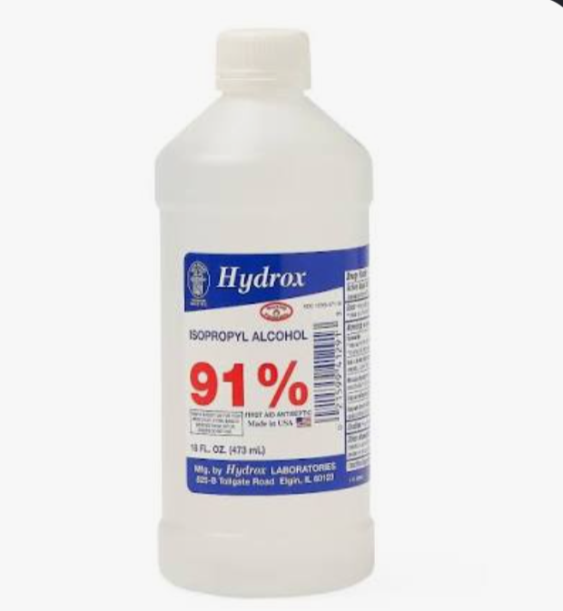 Isopropyl Alcohol 91%, 12 Bottles/Case, Round Bottle, 16 oz