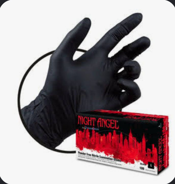 Extra Small, 4 mil, Night Angel Nitrile Gloves, Black, Box/100