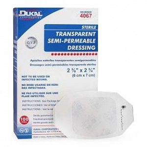 2 3/8" x 2 3/4", 100/Box, Transparent Semi-Permeable Dressing (Tegaderm), Dukal Brand