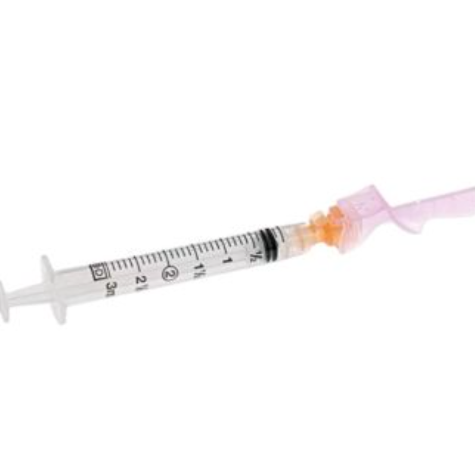 1 mL, 25G x 1", Box/100, Safety Syringes w/ Needle, Luer-Lock