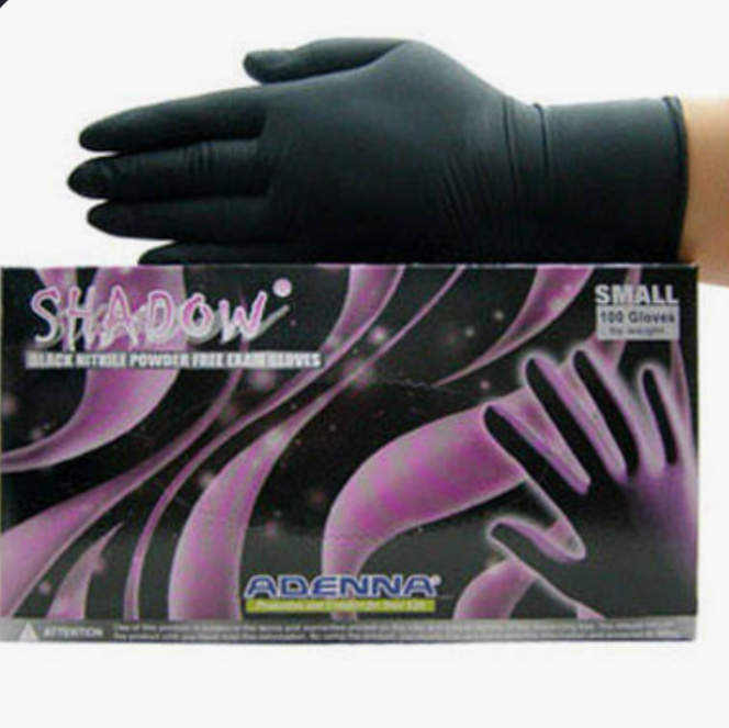 Small, 6 Mil, Nitrile, Shadow, Black Gloves, Case/10